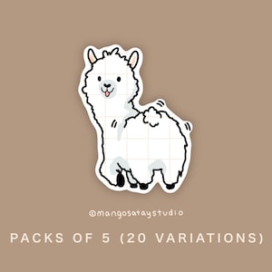 Süße Alpaka Sticker im 5er Pack || Gestanzte Aufkleber || Handarbeit