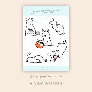 Cute Alpaca Sticker Sheet Set || Sheep || llama || Handmade