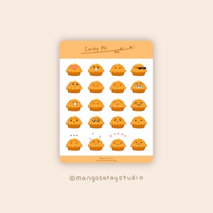 Apple Pie Bujo Sticker Sheet || Emoticon || Apple Pie || Emoji stickers || Handmade
