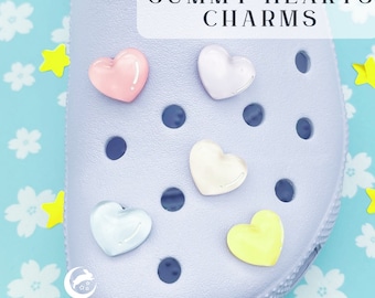 SHOE CHARM  Gummy Hearts | Cute | Kawaii | Clip | Bling | Pack | Set | Accessories | Gift| Shiny | Glittery | Unique | DIY | Clay