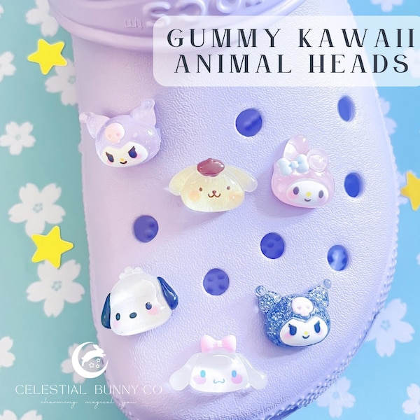SHOE CHARM Gummy Kawaii Animal Heads | Dog | Cat | Rabbit | Set | Accessories | Clip | DIY | Bling | Cute | Pet | Gifts | Shoes | Bracelet