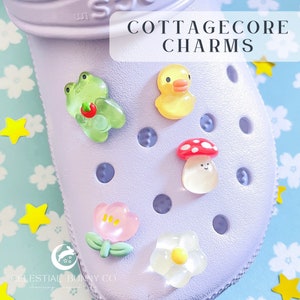 SHOE CHARM Gummy Cottage Charms | Accessories | Frog | Mushroom | Daisy | Flowers | Cute | Kawaii | Shoe | Set | Gifts | Clips | Kid |Nature