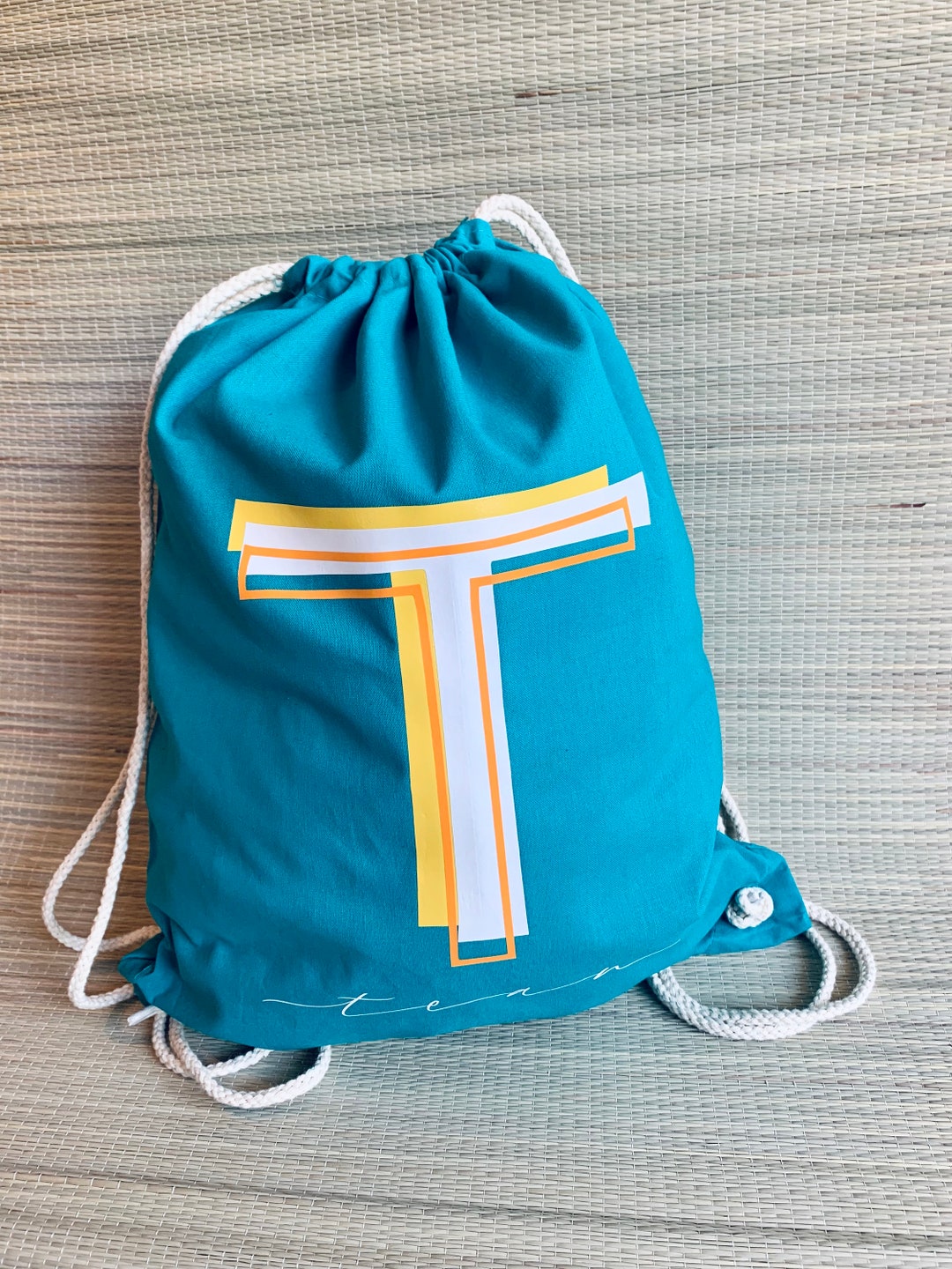 Sac Initiale personnalis?� avec pr?�nom enfant sac de gymnastique, de sport, id?�e cadeau 