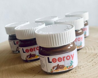 Mini gepersonaliseerde Nutella-potten - Gastcadeau-idee voor geboorte, feest, doop, verjaardag, communie, bruiloft, bedankt, enz.