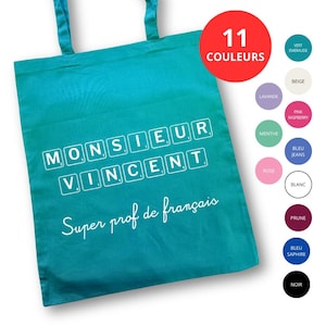 Bolsa de mano personalizada – Regalo de fin de curso – Gracias Maestro, Maestro, ATSEM, Maestro de escuela, Niñera, Guardería, Maestro