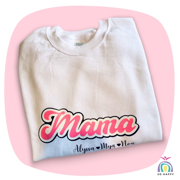 Sweat-shirt pour les mamans tendances personnalisé avec le prénoms des enfants