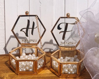 Handmade Glass Ring Box, Wedding Engagement Proposal, Personalized Ring Bearer Box