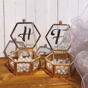 Double Glass Ring Box, Wedding Ring Box, Ring Bearer Box, Engagement Ring Box, Proposal Ring Box, Glass Ring Box, Personalized Ring Pillow