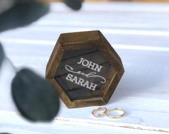 Engagement Wood Ring Box, Wedding Gift For Couple, Personalized Ring Box For Wedding Ceremony For Ring Bearer, Wedding Bride Gift,Rustic Box