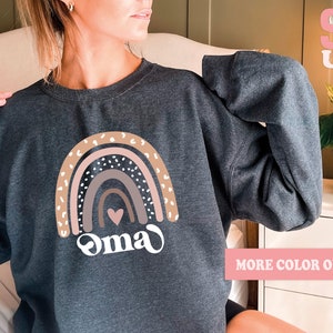 Oma Sweatshirt: Rainbow Graphic, Gift for Grandma