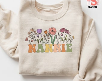 Nannie Sweatshirt: Floral Grandma Sweater, Grandmother Gift