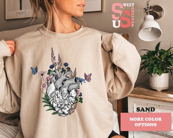 Floral Anatomical Heart Sweatshirt: Cardiac Nurse Gift
