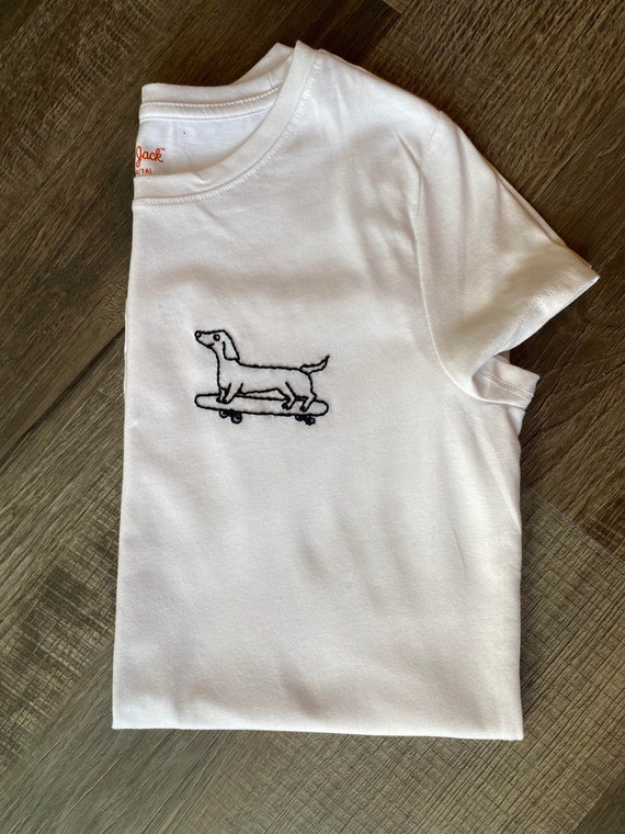 Embroidered Dog Shirt Hand Stitched Shirt Dachshund Shirt Etsy