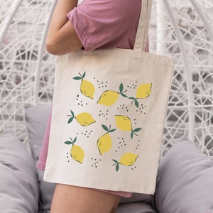 Lemons Tote Bag | Cute Tote Bag Lemons Bag Fruit Tote Aesthetic Bag Market Bag Tote Bag Pattern Canvas Bag Shoulder Bag Shopping Bag Grocery