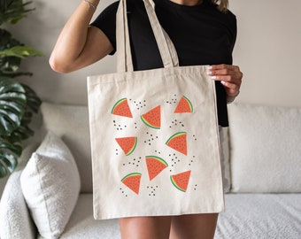 Watermelons Tote Bag | Cute Tote Bag Watermelons Bag Fruit Tote Aesthetic Bag Tote Bag Pattern Canvas Bag Shoulder Bag Shopping Bag Grocery