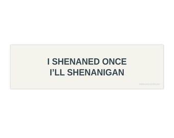 I Shenaned Once I'll Shenanigan bumper sticker | funny car decal off-white and grey