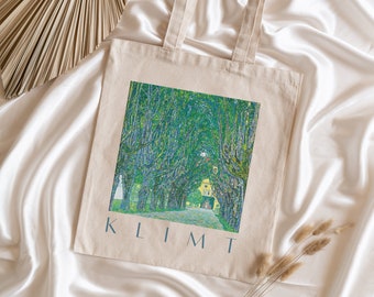 Gustav Klimt Park Painting Canvas Tote | artsy tote bag, painting, art, aesthetic, klimt tote, art gift, gift, tote, reusable, modern