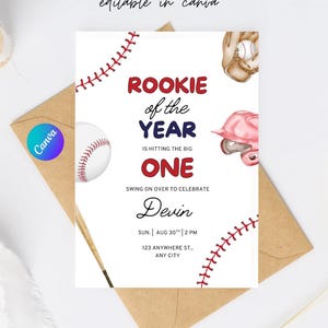 Sportuitnodiging 1e verjaardag: Canva-sjabloon voor het nieuwe jaar (digitale download, 5 x 7 inch)