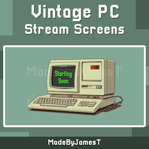 ALMOST FREE - Vintage Retro PC Stream Screens // Retro Twitch Overlay // Starting Soon Screen // Starting Soon // Retro png // Stream