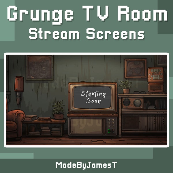 Grunge TV Room Stream Screens / Starting Soon / Obs Overlay / Stream Starting Soon / Starting Soon Screen / Offline / Twitch Brb Screen