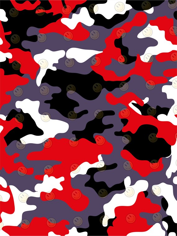 Camouflage Pattern Background RED/WHITE/BLACK Etsy