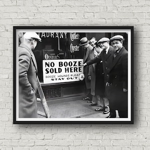 No Booze Sold Here Sign, Prohibition Photograph, Bar Wall Art, 1920s Photography, Mancave Print, Prohibition Wall Art, Museum Quality Print