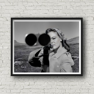 Woman with Double Barrel Shotgun, Vintage Photography Print, Retro Wall Art, Black & White Photo, Museum Quality Print