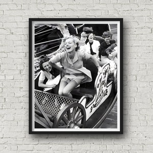 Fun on the Caterpillar Ride, Funny Vintage Photography Print, Retro Wall Art, Museum Quality Print