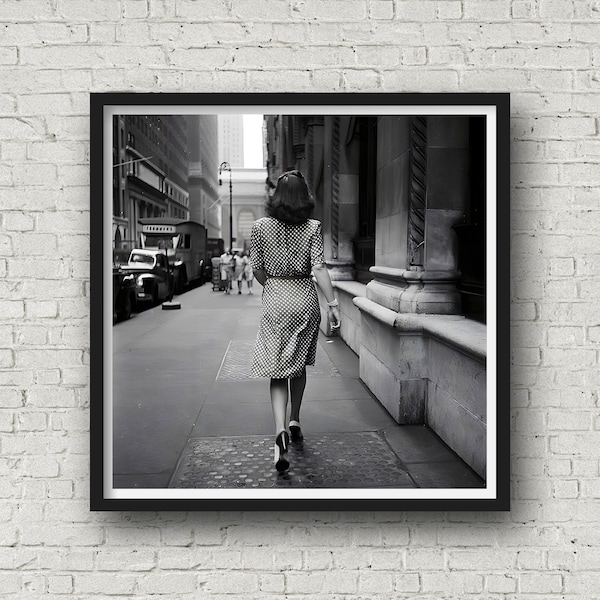 Walking the Streets of New York 1946, Vintage Women Print, Cityscape Photography, NYC Photo, Glam Room Wall Art, Museum Quality Print
