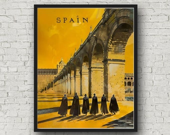 Póster de viaje a España, arte mural de viajes vintage, decoración del hogar española
