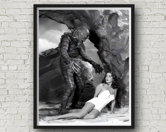 Creature of the Black Lagoon Movie Still Print, 1954 Movie Poster, Vintage Horror Print, Julie Adams, Museum Quality Print