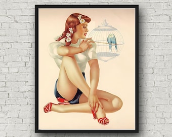 Alberto Vargas 1940 Esquire Varga Girl vintage Pin Up Girl Print  