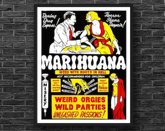 Película MARIHUANA 1936 / Propaganda contra la marihuana / Impresión de póster vintage / Impresión con calidad de museo