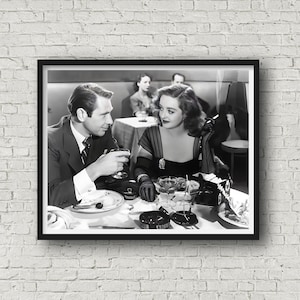 Todo sobre Eva 1950, Película vintage todavía, Impresión de Bette Davis, Impresión de Hollywood antiguo, Arte de la pared del bar, Regalo de decoración del hogar, Impresión de calidad del museo