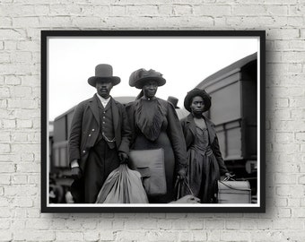 Stampa fotografica d'epoca di una famiglia afroamericana: arte murale storica