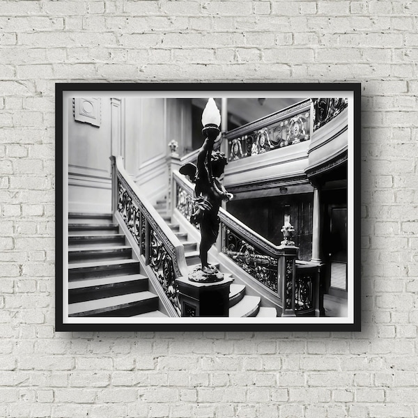 Titanic's First Class Staircase, Vintage Photo Print, Historical Photo, Home Decor Gift, Titanic Print, Museum Quality Print