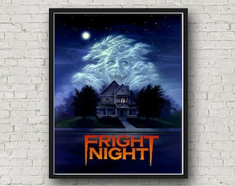 Fright Night 1985 Poster: Retro Horror Movie Print, Gothic Halloween Decor