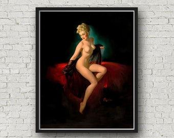 Gil Elvgren 'Vision of Beauty' Pinup Print, Glam Room Decor