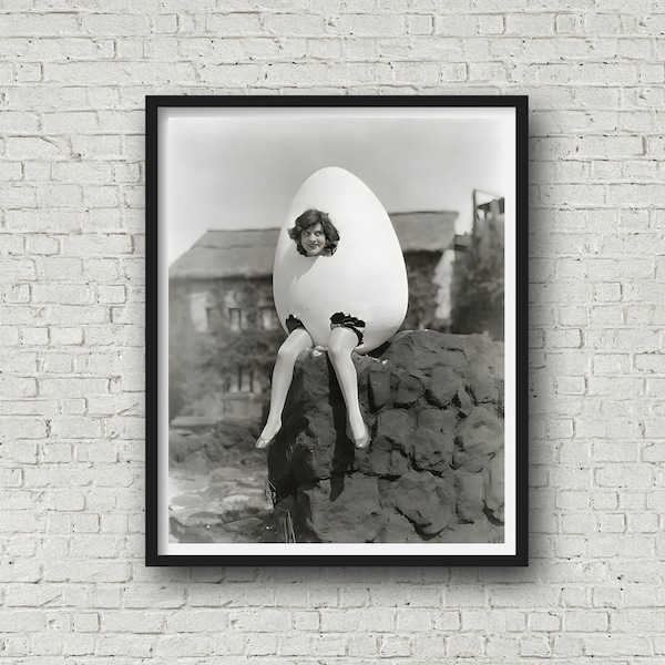 A Woman in Egg Costume 1927, Vintage Photo Print, Funny Photography, Oddity Gift, Museum Quality Print