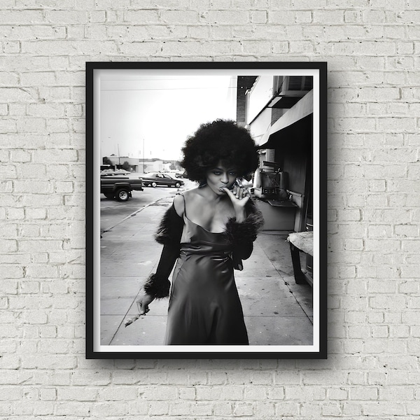 Diana Ross Eating a Rib, Musical Icon Print, 1980s Photography, Retro Wall Art, Museum Quality Print