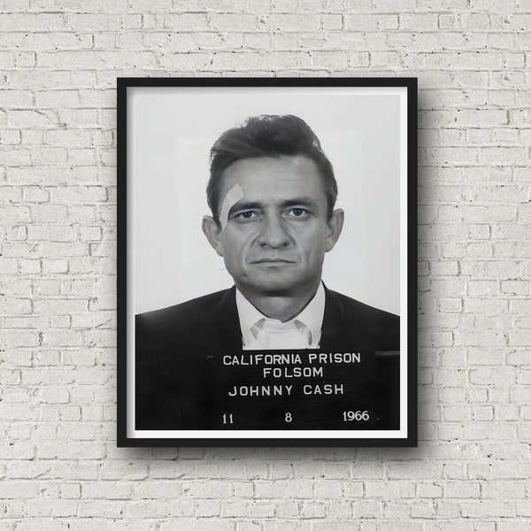 Johnny Cash 1966 Mugshot, Famous Mugshots, Johnny Cash Print, Man Cave Wall Art, Vintage Photo Print, Museum Quality Print