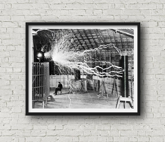 Nikola Tesla In His Laboratory | 1899 | Black and white | Museum Quality Print