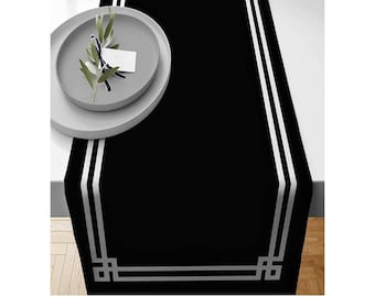 Black table runner for modern dining room decor, Table centerpiece, New home gift, Various color, Turkish Table Runner, kitchen decors