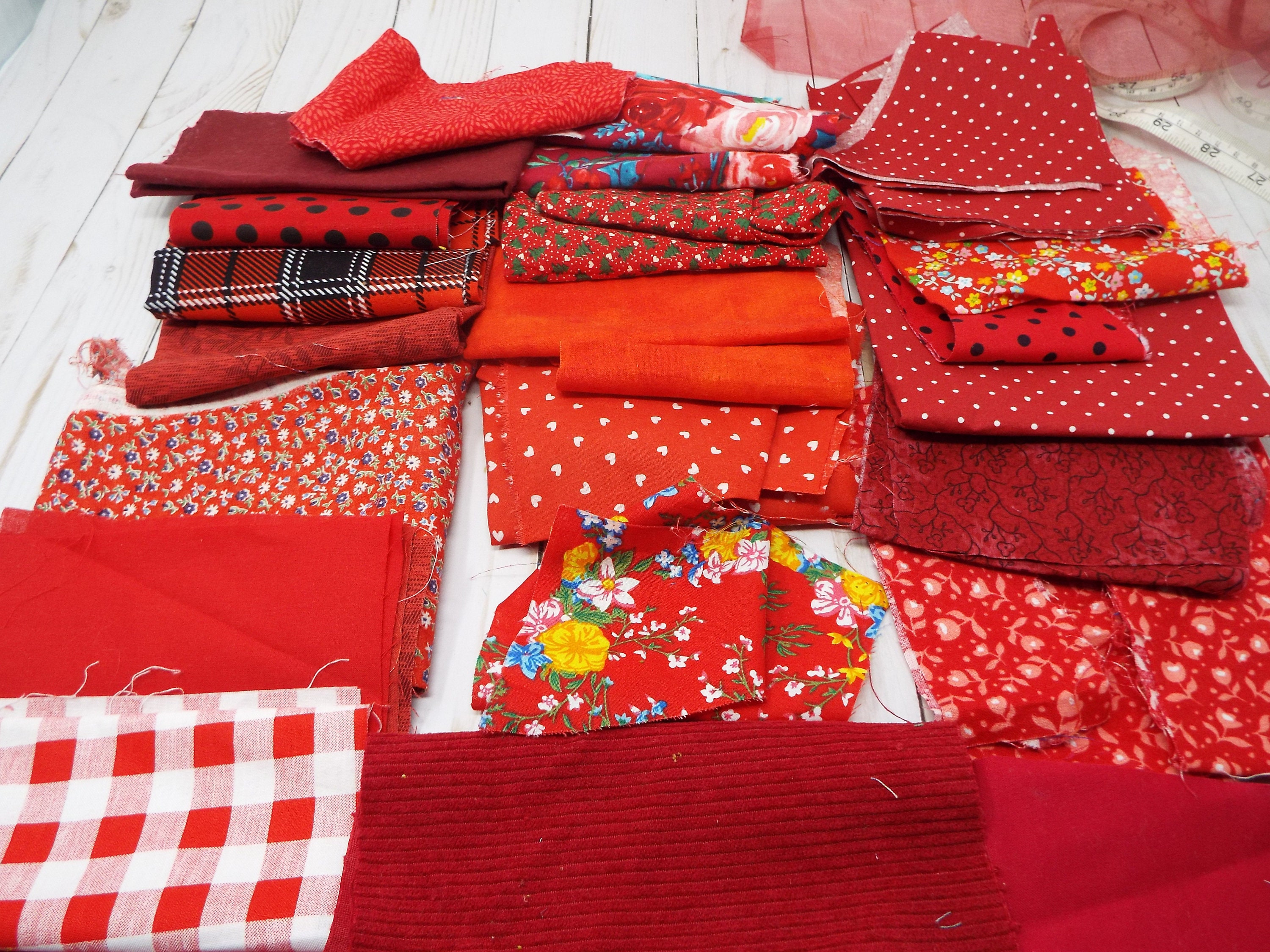 Cotton Fabric Scraps, by the Color Packs, Collage Making, Jewelry