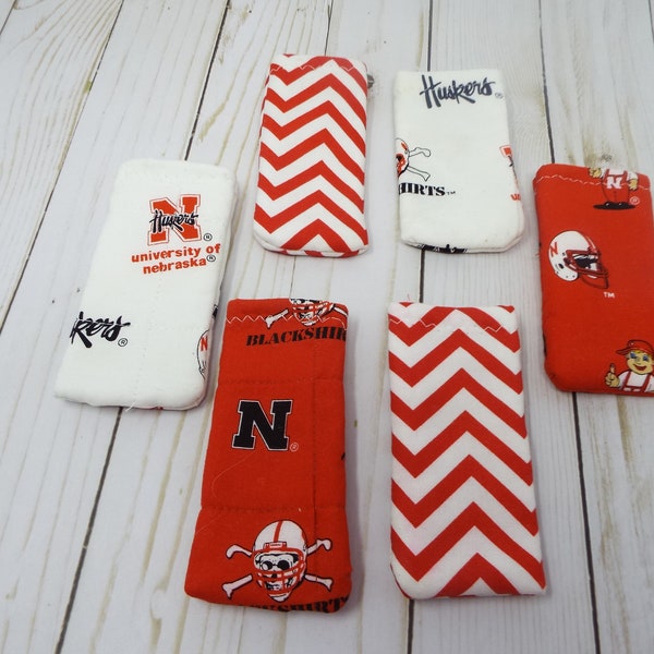 6/ 6" Cozies, FREEZER POP COVERS , Go Big Red, Finger savers, popsicle cozies