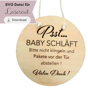 Placa de porta com arquivo a laser, pingente para bebê dormindo SVG, incluindo licença comercial, ideia de presente para gestantes, pais, nascimento, decoração cortada a laser