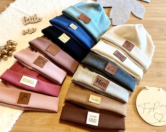 Beanie Mütze Kinder Herbst Winter | Kindermütze aus Rippjersey | Babymütze personalisiert | Mädchen Junge | 21 Farben | Weihnachtsgeschenk