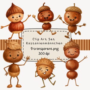 Ensemble de 6 cliparts numériques : hommes châtains, téléchargement du fichier, licence commerciale incluse. Clipart pour enfants, automne, garçons, filles, cadeau, png
