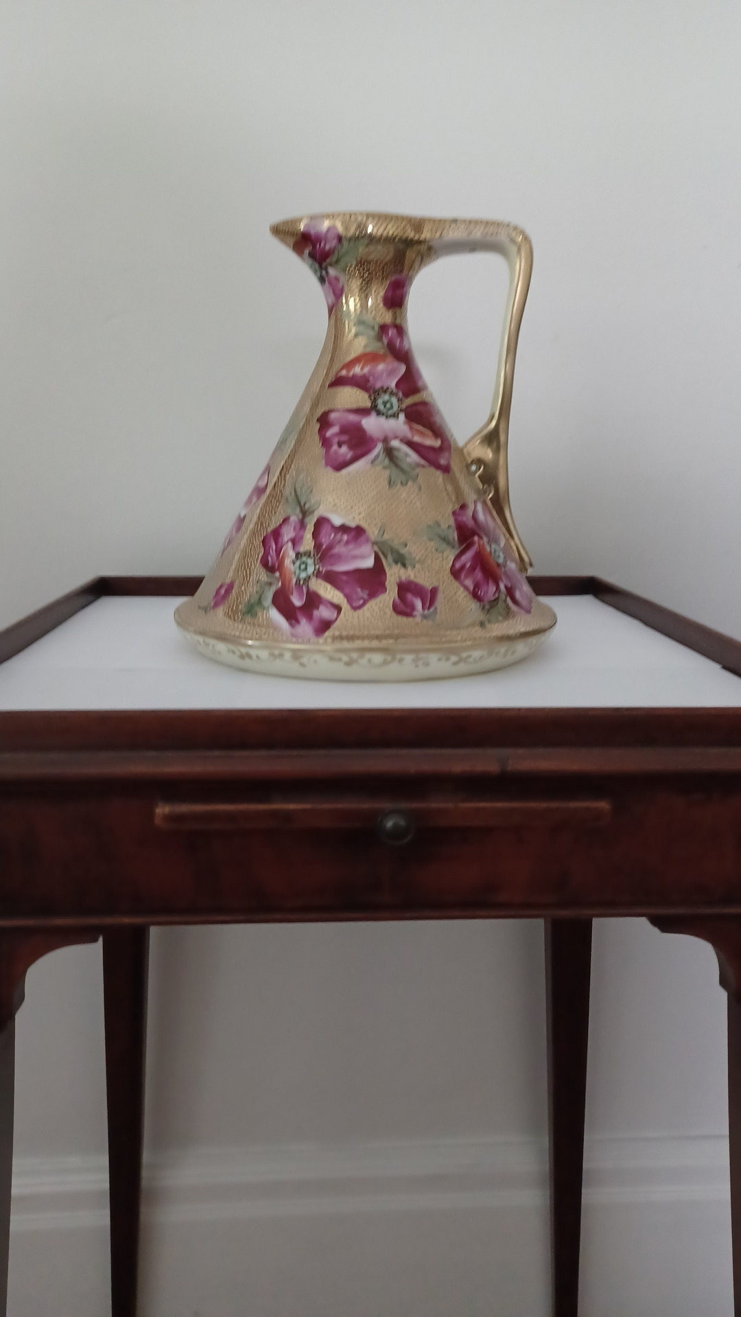 Antique Royal Kinran Nippon Gold Moriage and Floral Pitcher Etsy