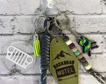 Bag Charm, Road Trip, Motel Keychain, Travel Backpack Charm, Car Key Accessory, Camping Gift